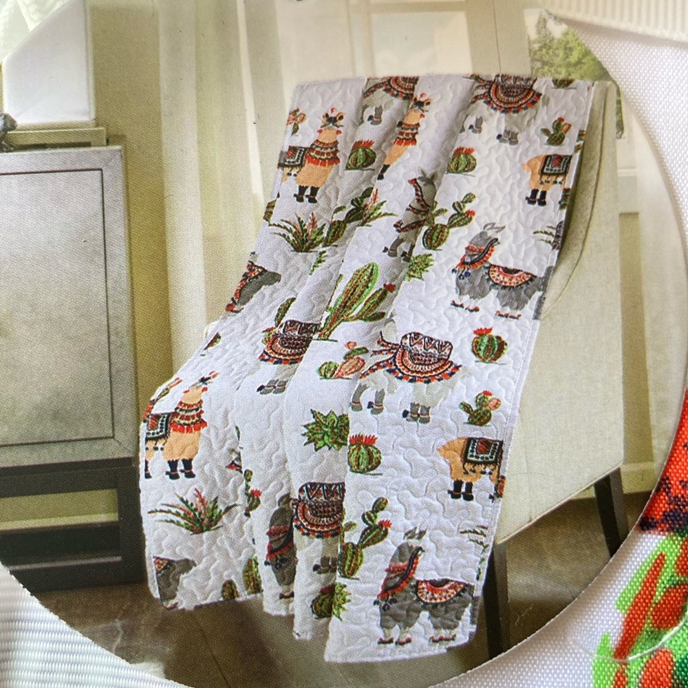 Llama & Cactus Reversible Quilt Throw Blanket